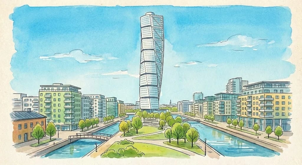Malmö stadsbild med Turning Torso