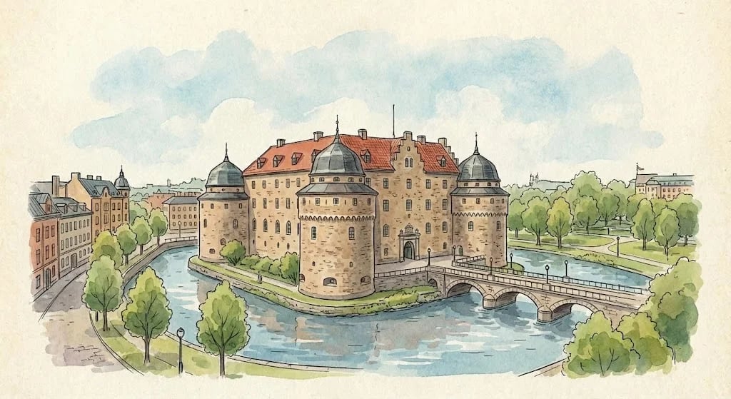 Örebro stadsbild med slottet
